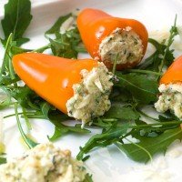  Stuffed mini peppers with ricotta, pesto and mozzarella 