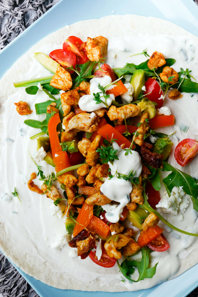 Chicken -Wraps with honey mustard dressing 
