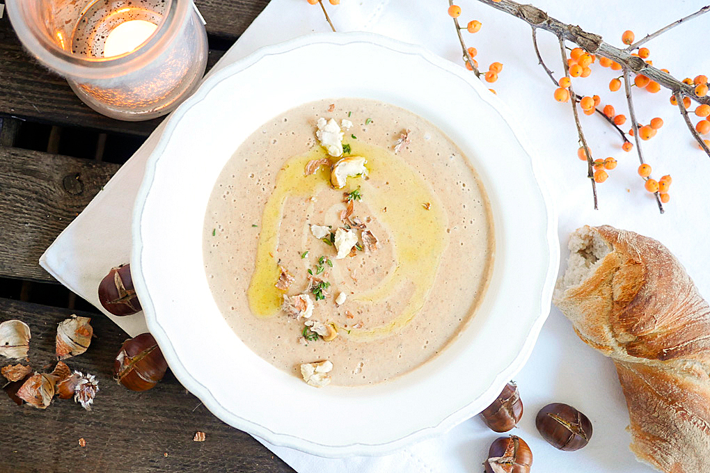 Chestnut soup with REWE Fine World Truffle Oil