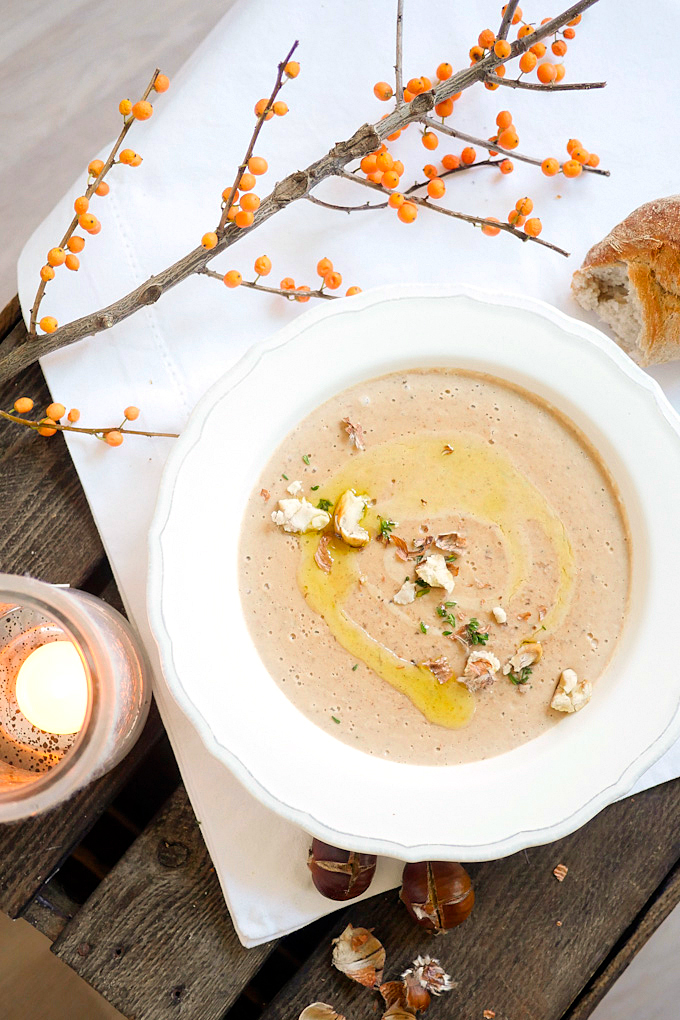 chestnut soup with truffle oil - my REWE fine world appetizer