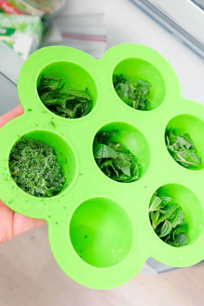 Freeze herbs in portions