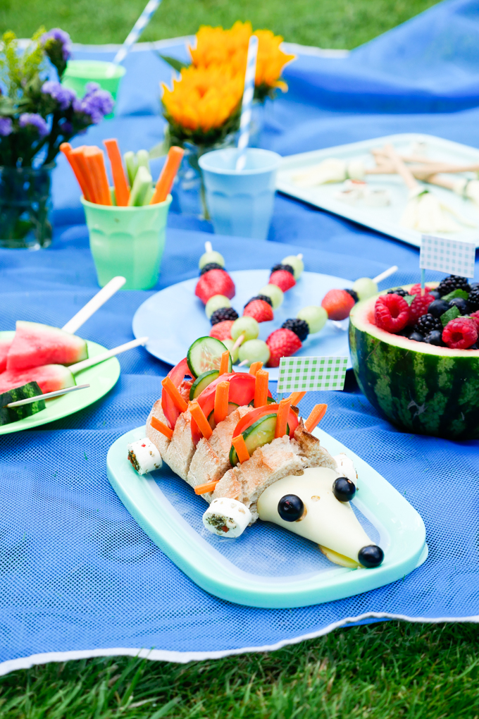 Healthy kid's picnic with the cheese urchin