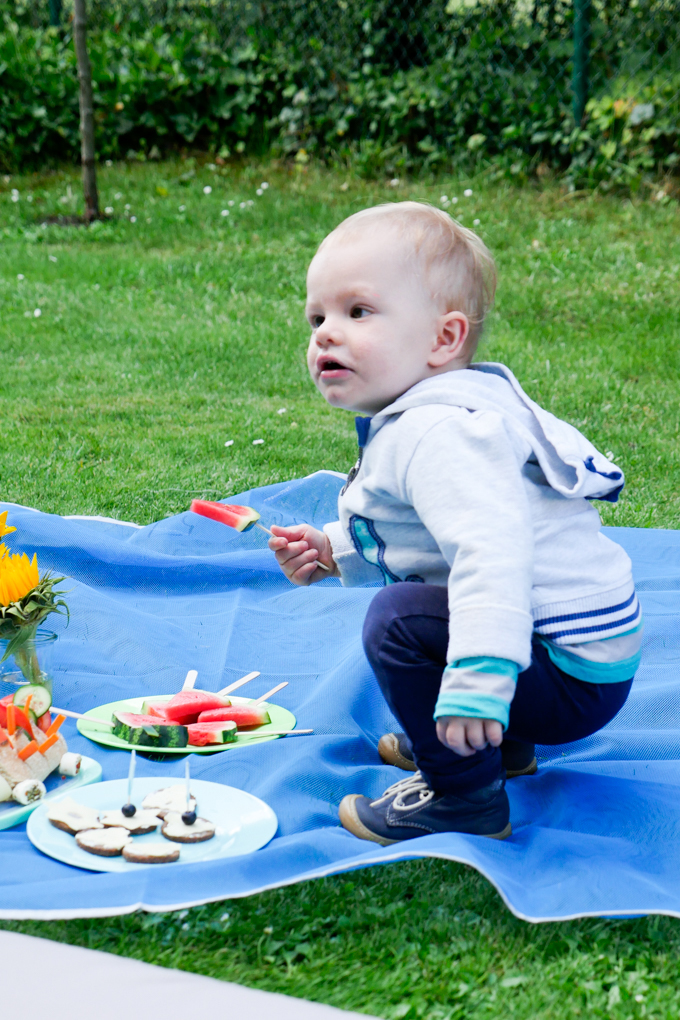 Delicious kid's picnic in the garden