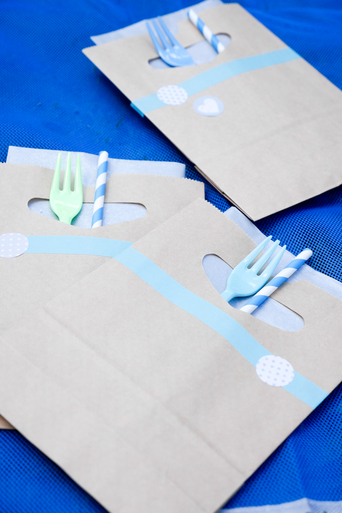 DIY paper bags for napkin, fork and straw